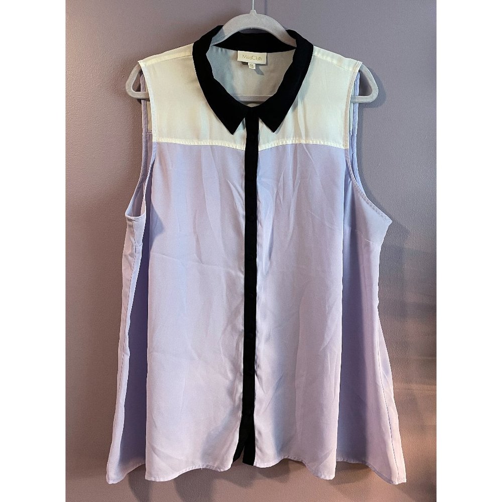 Modcloth Button Up Collared Color Block Sleeveless Blouse - 2X
